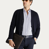 Dark Navy Cotton Knit Cardigan