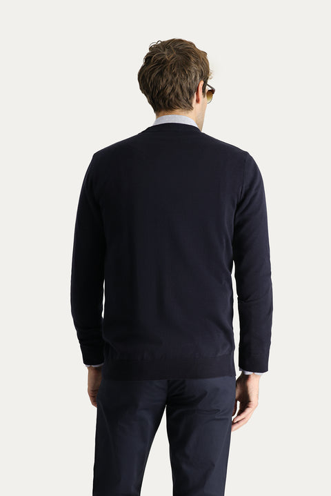 Dark Navy Cotton Knit Cardigan