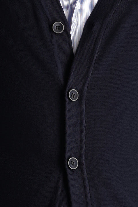 Dark Navy Cotton Knit Cardigan