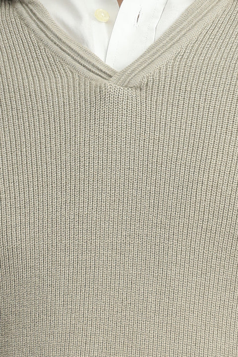 Medium Mink Polo Collar Slim Fit Narrow Cut Patterned Cotton Wool Knit Sweater