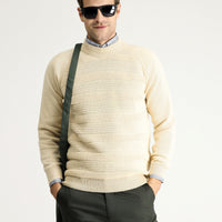 Stone Half Turtleneck Slim Fit Narrow Cut Patterned Wool Cotton Knit Sweater