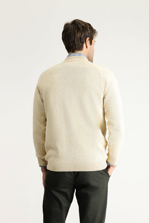 Stone Half Turtleneck Slim Fit Narrow Cut Patterned Wool Cotton Knit Sweater