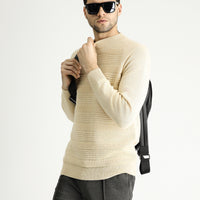 Stone Turtleneck Slim Fit Narrow Cut Patterned Wool Knit Sweater