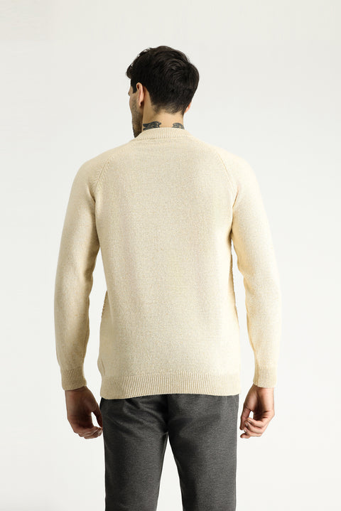 Stone Turtleneck Slim Fit Narrow Cut Patterned Wool Knit Sweater