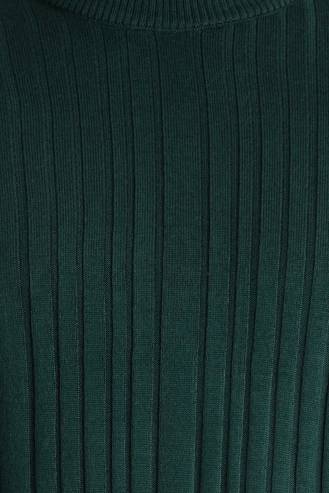 Dark Petrol Half Turtleneck Slim Fit Narrow Cut Patterned Knit Sweater