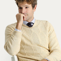 Stone Crew Neck Slim Fit Narrow Cut Wool Patterned Cotton Knit Sweater