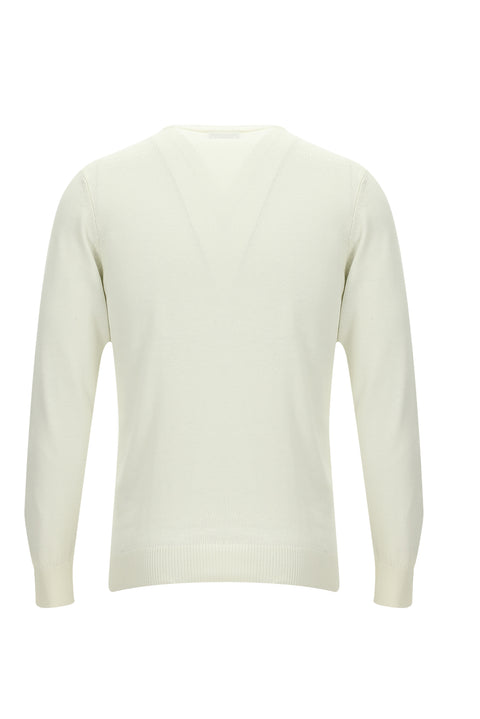 Off-white crew neck patterned knit sweater