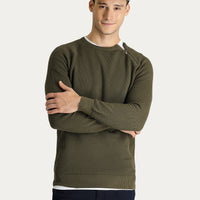 Medium Khaki Crew Neck Slim Fit Narrow Cut Zip-Up Patterned Cotton Knit Sweater