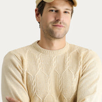Stone Collar Slim Fit Narrow Cut Wool Patterned Knit Sweater