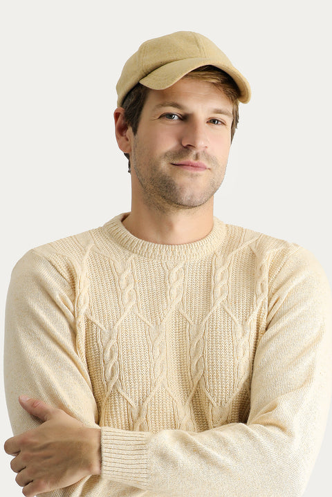 Stone Collar Slim Fit Narrow Cut Wool Patterned Knit Sweater