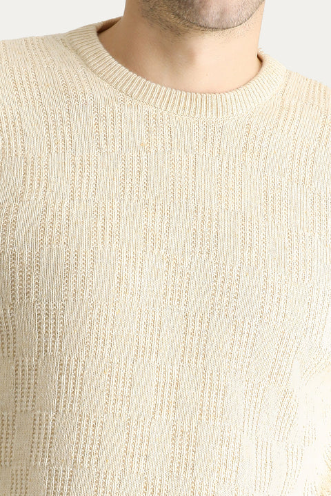 Stone Collar Regular Fit Wool Patterned Knit Sweater