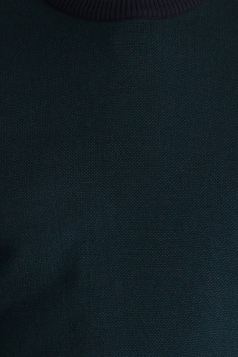 Dark Navy Crew Neck Slim Fit Narrow Cut Patterned Knit Sweater