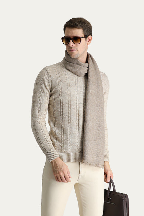 Stone Bicycle Collar Regular Fit Patterned Knit Sweater