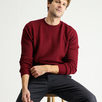 Dark Burgundy Crew Neck Regular Fit Patterned Seamless Knit Sweater