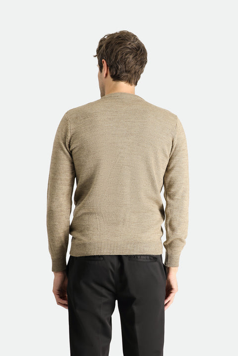 Medium Mink Crew Neck Slim Fit Narrow Cut Patterned Knit Sweater