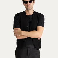 Black Cotton Knit Vest