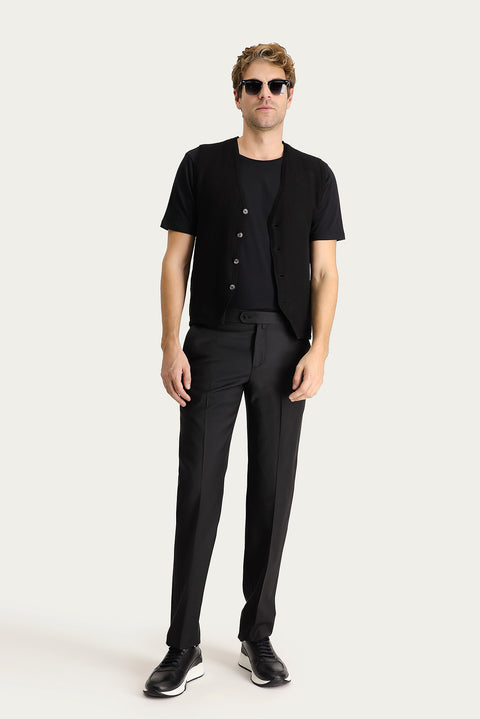 Black Cotton Knit Vest