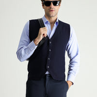 Dark Navy Cotton Knit Vest