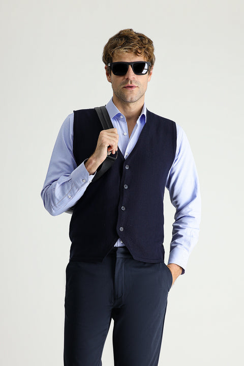 Dark Navy Cotton Knit Vest