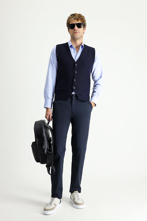 Dark Navy Cotton Knit Vest