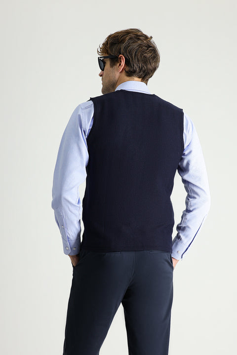 Dark Navy Cotton Knit Vest