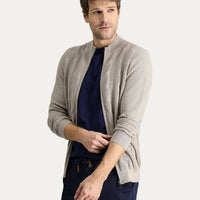 Medium Mink Regular Fit Wool Patterned Knit Cardigan