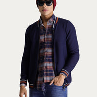 Dark Navy Slim Fit Narrow Cut Knit Cardigan