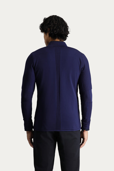 Dark Navy Slim Fit Narrow Cut Knit Cardigan