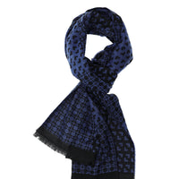 Dark Blue Double-Sided Patterned Scarf