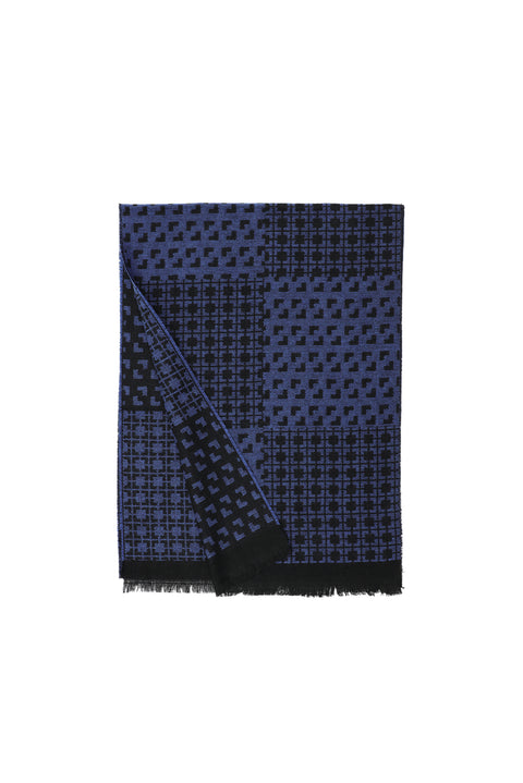 Dark Blue Double-Sided Patterned Scarf