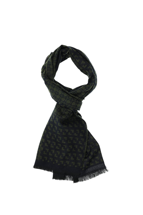 Dark Green Double-Sided Patterned Scarf