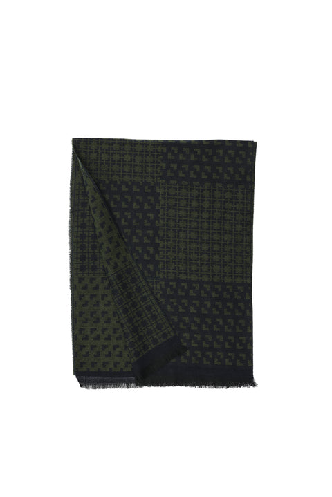 Dark Green Double-Sided Patterned Scarf