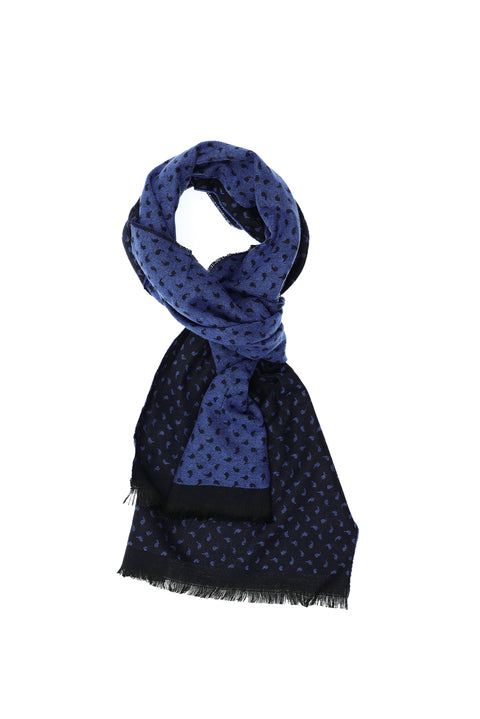 Dark Navy Double-Sided Patterned Scarf