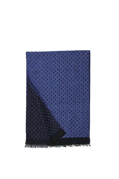 Dark Navy Double-Sided Patterned Scarf