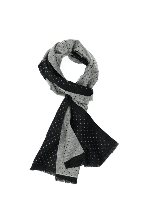 Black Double-Sided Patterned Scarf