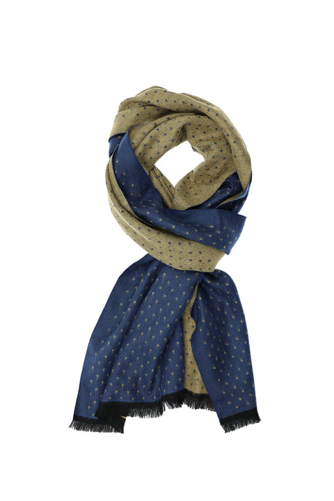 Light Blue Double-Sided Patterned Scarf