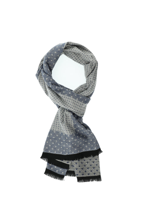 Light Blue Double-Sided Patterned Scarf