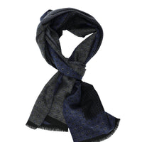 Medium Navy Double-Sided Patterned Scarf