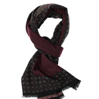 Dark Burgundy Double-Sided Patterned Scarf
