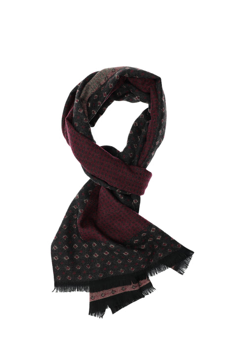 Dark Burgundy Double-Sided Patterned Scarf