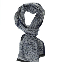 Dark Navy Double-Sided Patterned Scarf