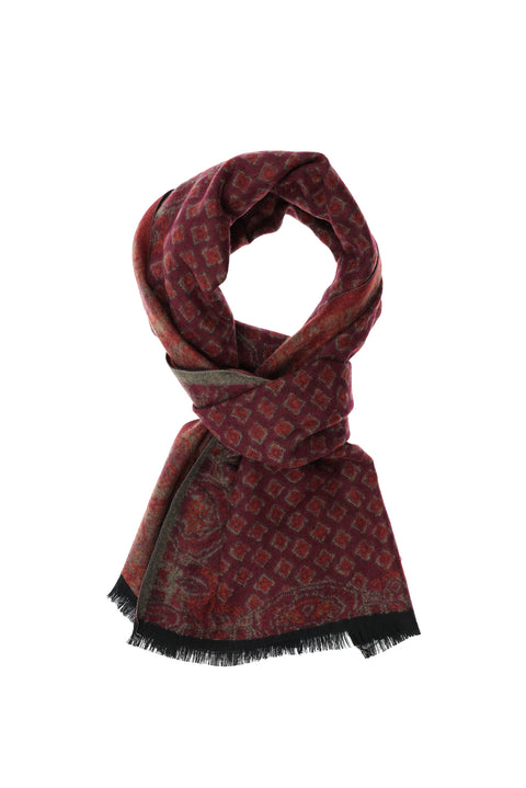 Dark Burgundy Patterned Scarf