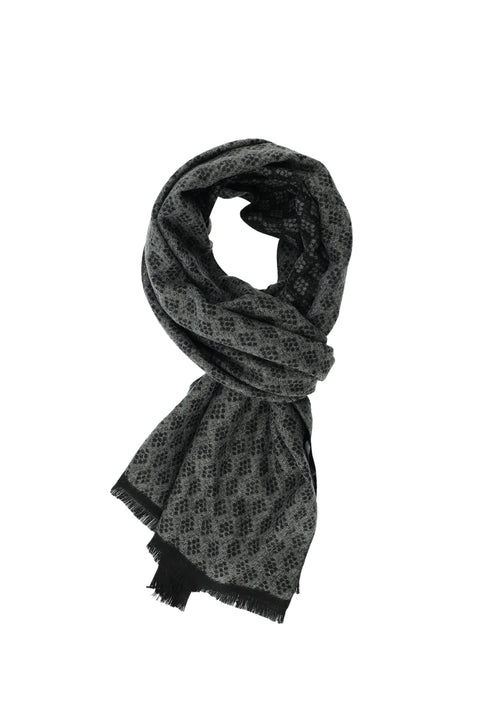 Dark Navy Double-Sided Patterned Scarf