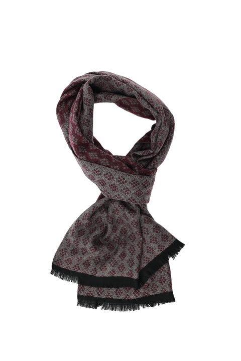 Dark Burgundy Double-Sided Patterned Scarf