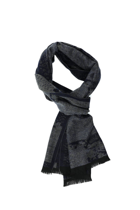 Black Double-Sided Patterned Scarf
