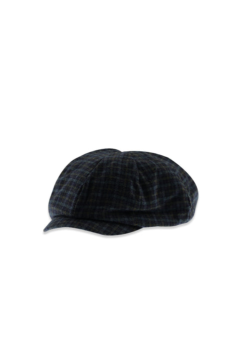 Moss Green Plaid Wool Cashmere Cap