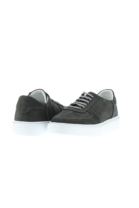 Medium Gray Leather Sneaker Shoes