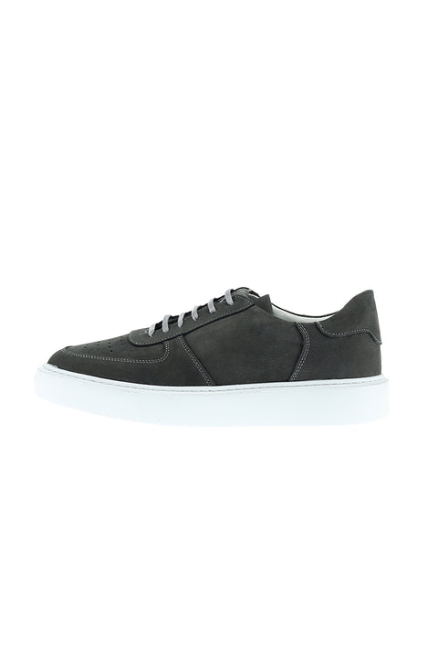 Medium Gray Leather Sneaker Shoes