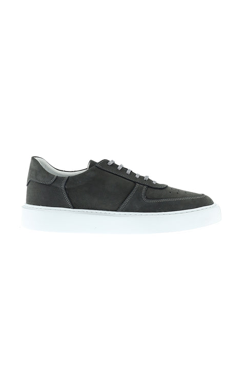Medium Gray Leather Sneaker Shoes