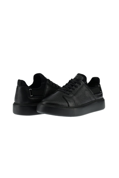 Black Leather Sneaker Shoes